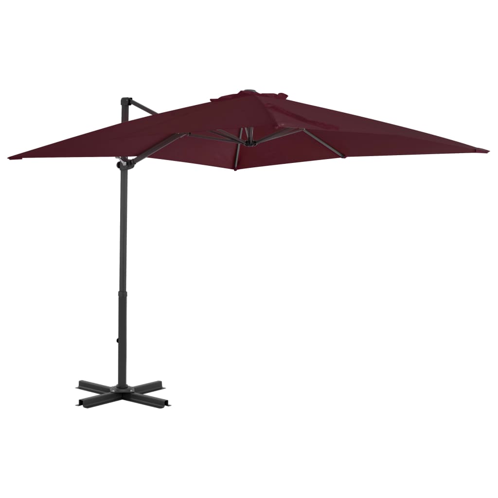 Umbrelă suspendată cu stâlp aluminiu, roșu bordo, 250x250 cm