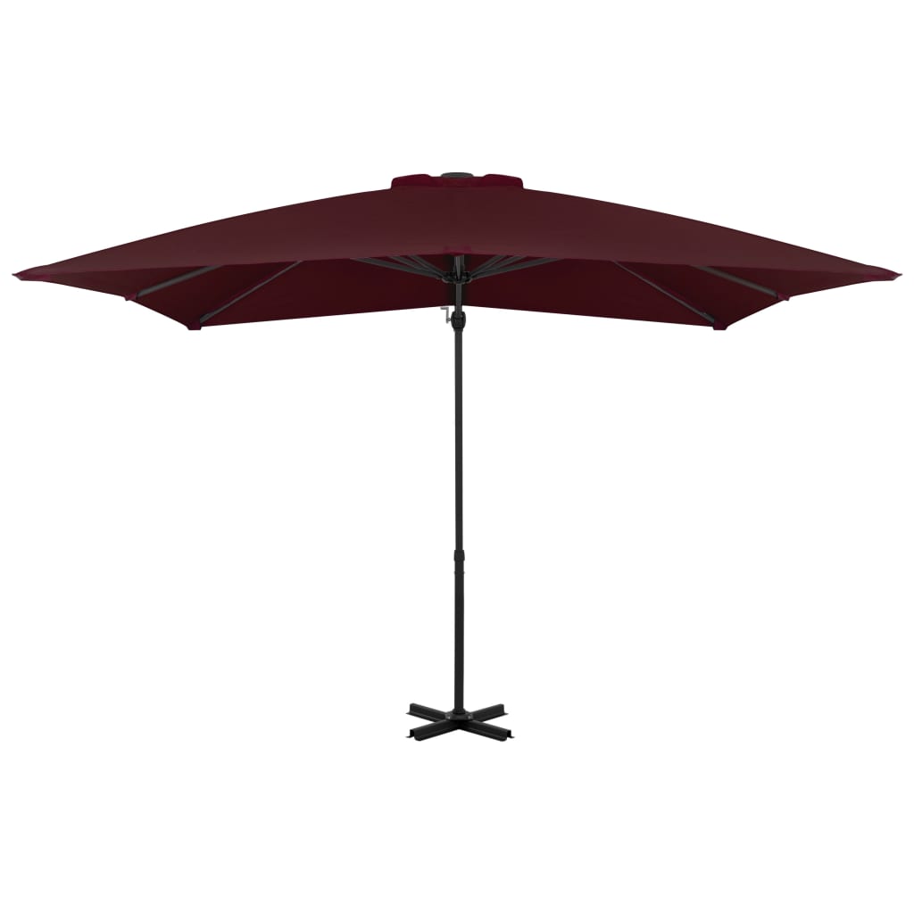 Umbrelă suspendată cu stâlp aluminiu, roșu bordo, 250x250 cm