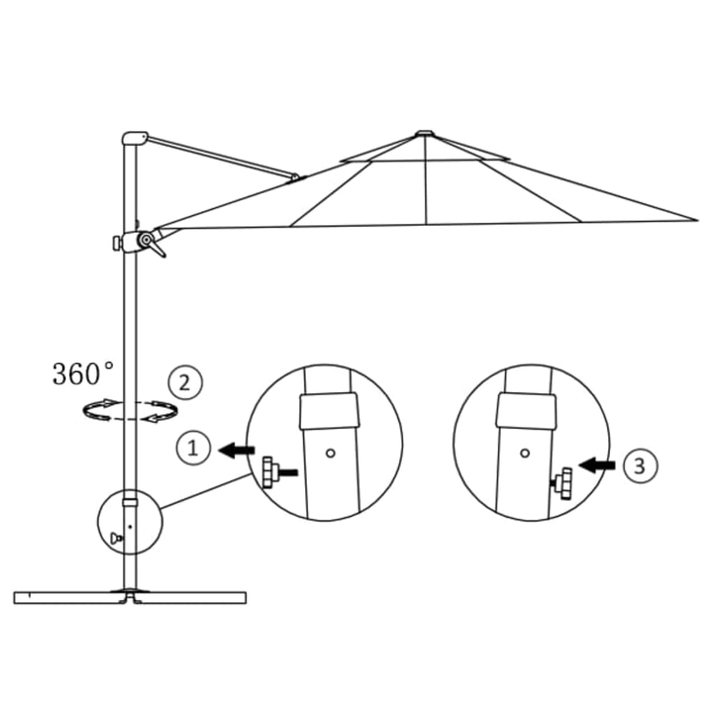 Umbrelă suspendată cu stâlp aluminiu, roșu bordo, 250x250 cm