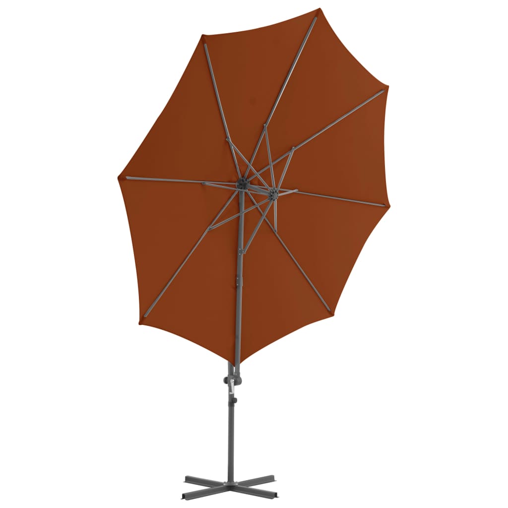 Umbrelă în consolă cu stâlp din oțel, cărămiziu, 300 cm