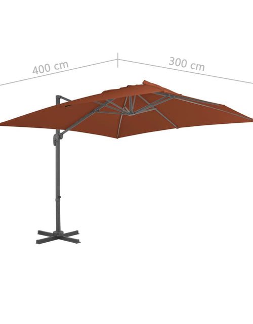 Загрузите изображение в средство просмотра галереи, Umbrelă în consolă cu stâlp din aluminiu, cărămiziu, 400x300 cm
