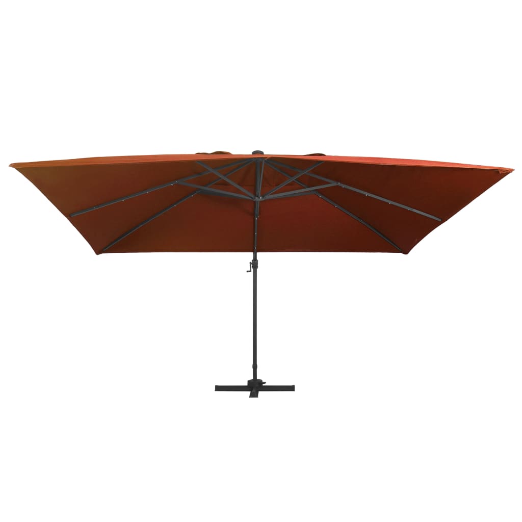 Umbrelă în consolă de grădină cu LED-uri, cărămiziu, 400x300 cm