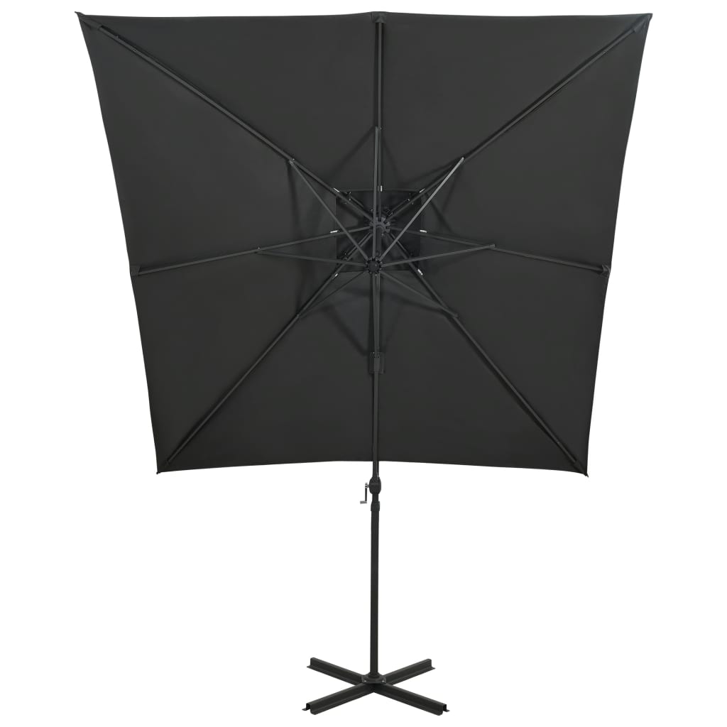 Umbrelă suspendată cu înveliș dublu, antracit, 250x250 cm