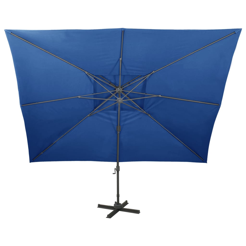 Umbrelă în consolă cu înveliș dublu, albastru azuriu 400x300 cm