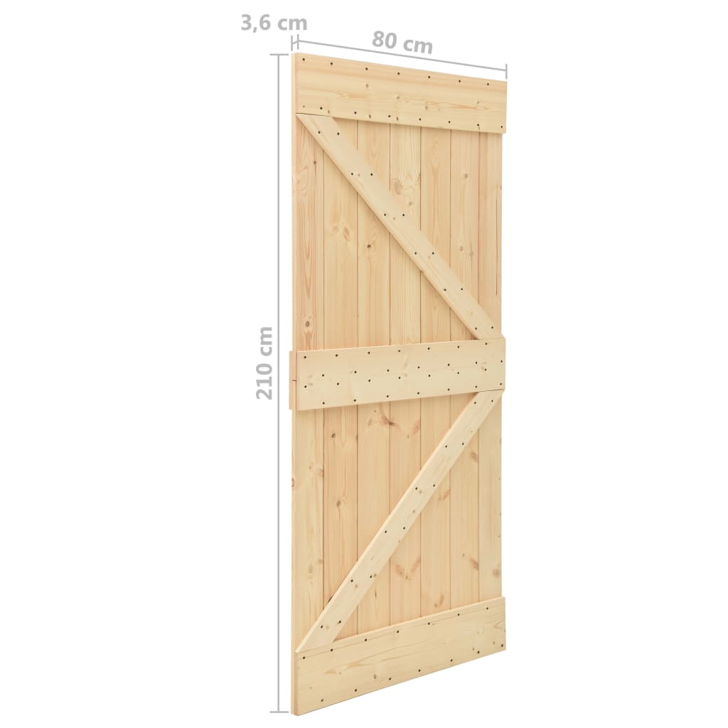 Ușă glisantă cu set feronerie, 80 x 210 cm, lemn masiv de pin