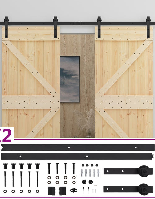 Загрузите изображение в средство просмотра галереи, Ușă glisantă cu set feronerie, 80 x 210 cm, lemn masiv de pin
