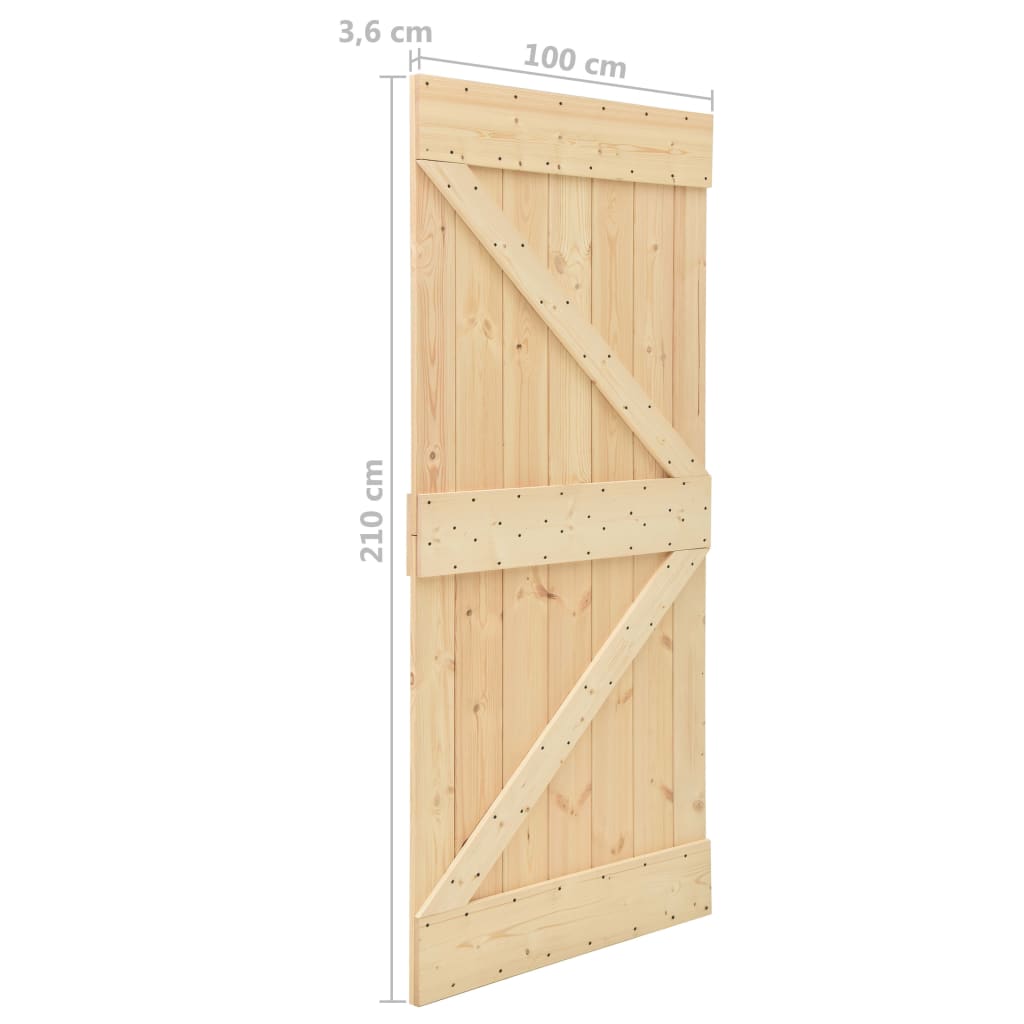 Ușă glisantă cu set feronerie, 100x210 cm, lemn masiv de pin