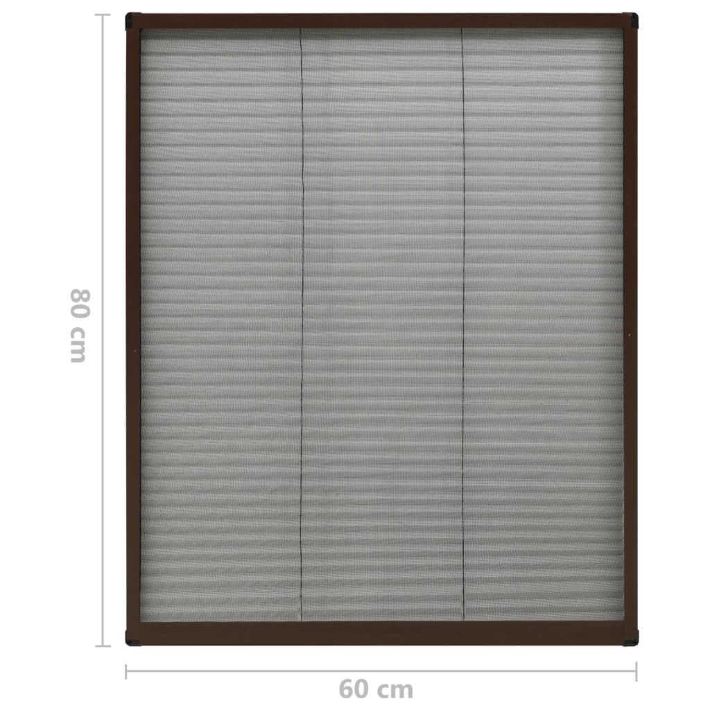 Plasă insecte plisse pentru ferestre, maro, 60x80 cm, aluminiu