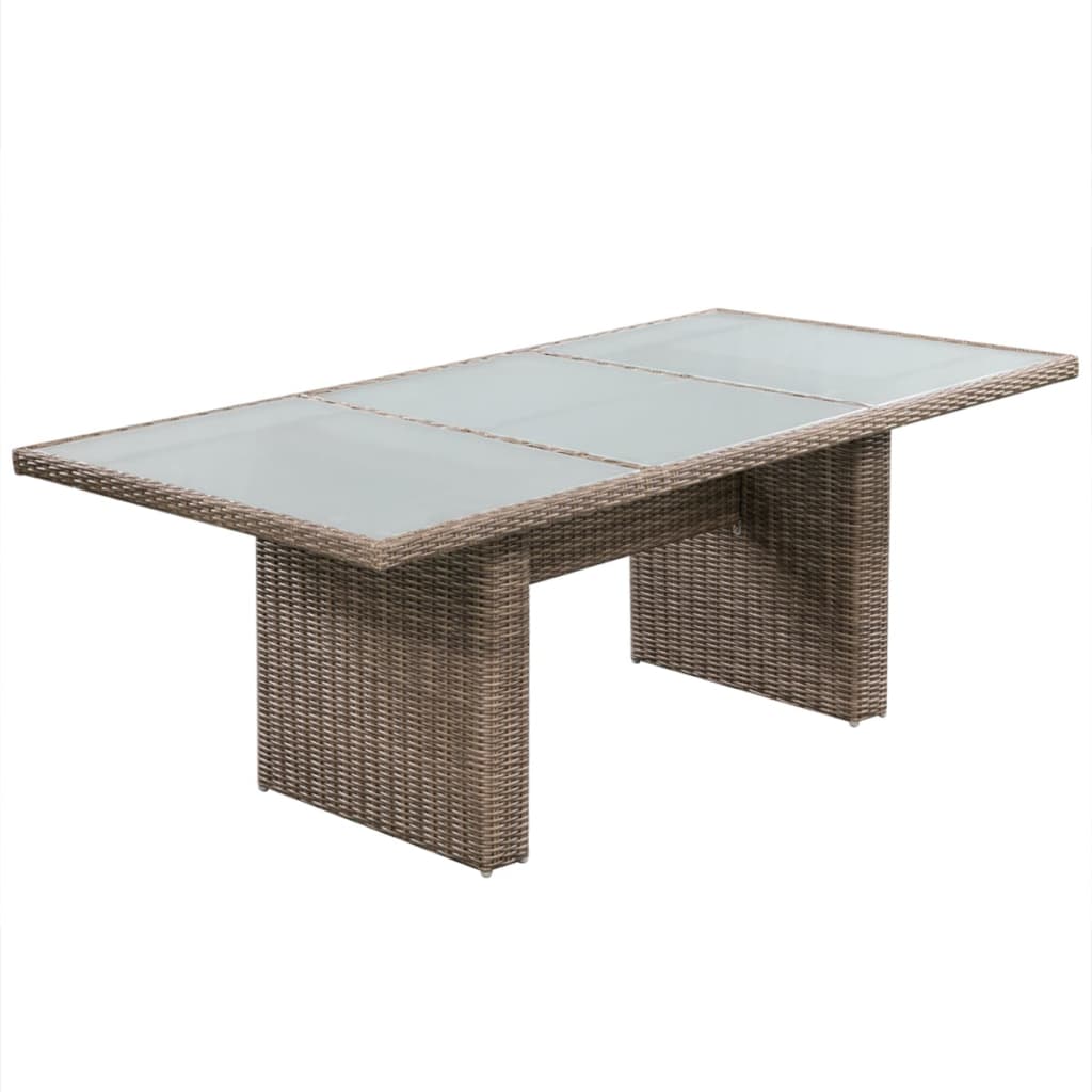 Set mobilier de exterior, 11 piese, maro, poliratan