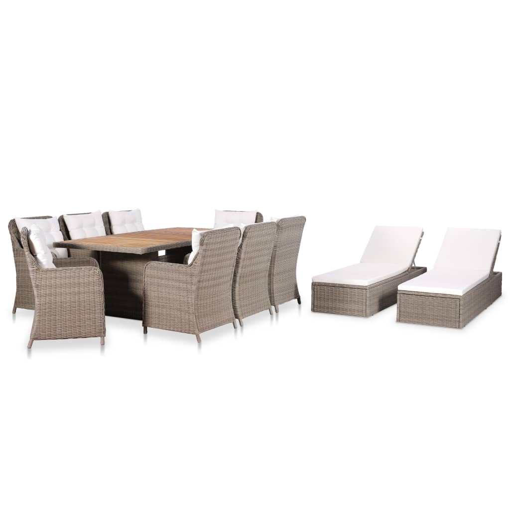 Set mobilier de exterior, 11 piese, poliratan