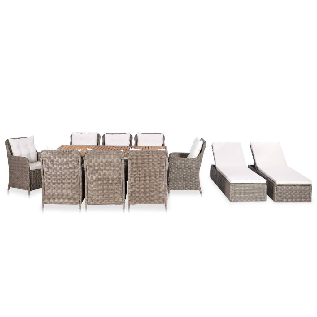 Set mobilier de exterior, 11 piese, poliratan