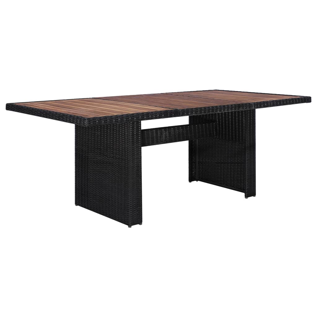 Set mobilier de exterior, 9 piese, negru, poliratan