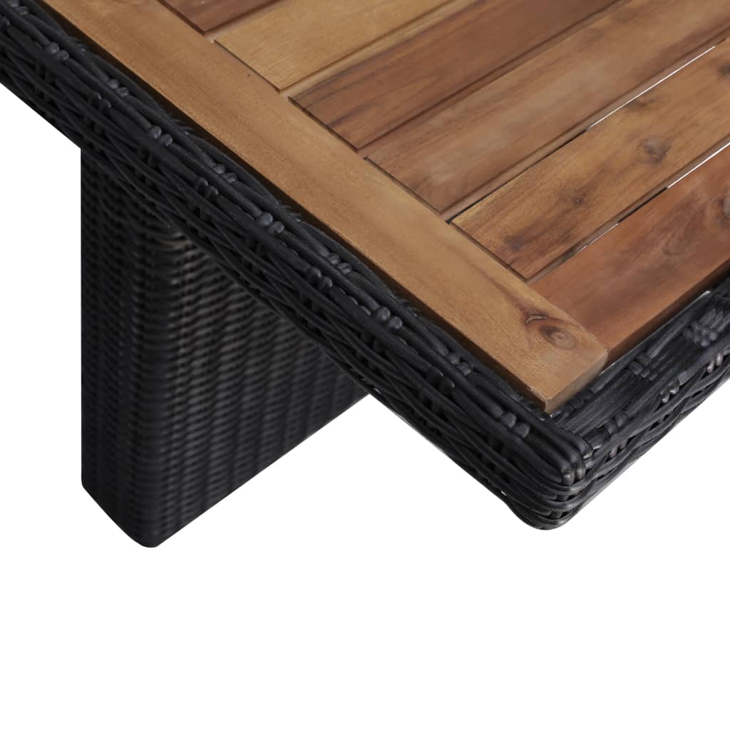 Set mobilier de exterior, 9 piese, negru, poliratan