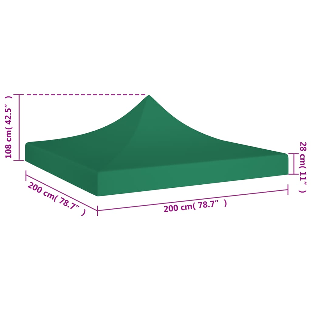 Acoperiș pentru cort de petrecere, verde, 2 x 2 m, 270 g/m²