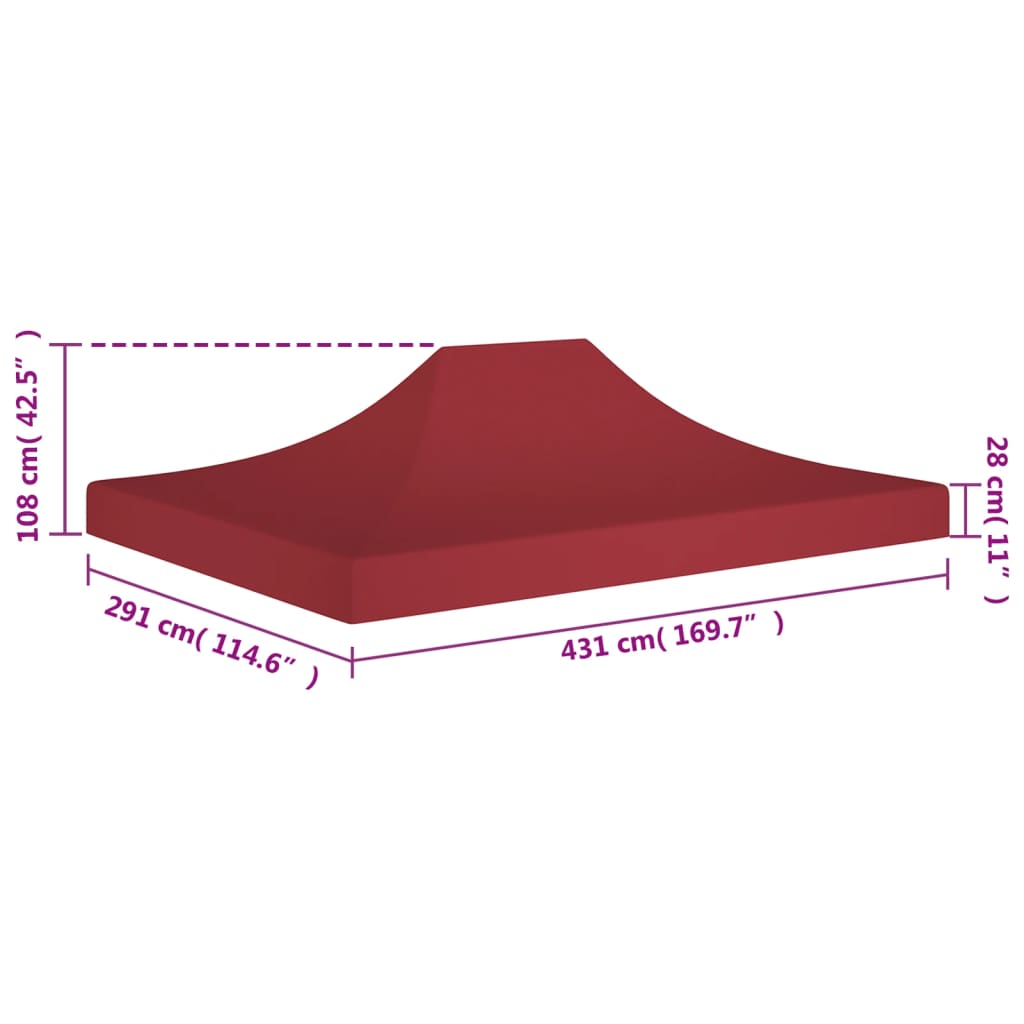 Acoperiș pentru cort de petrecere, vișiniu, 4,5 x 3 m, 270 g/m²