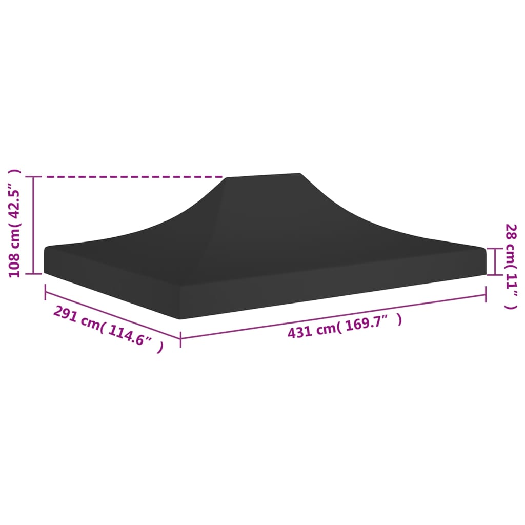 Acoperiș pentru cort de petrecere, negru, 4,5 x 3 m, 270 g/m²