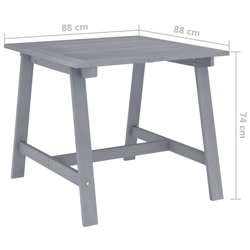 Set mobilier de grădină, 5 piese, gri, lemn masiv de acacia