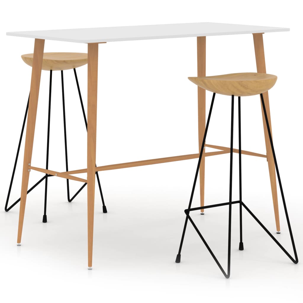 Set mobilier de bar, 3 piese, alb