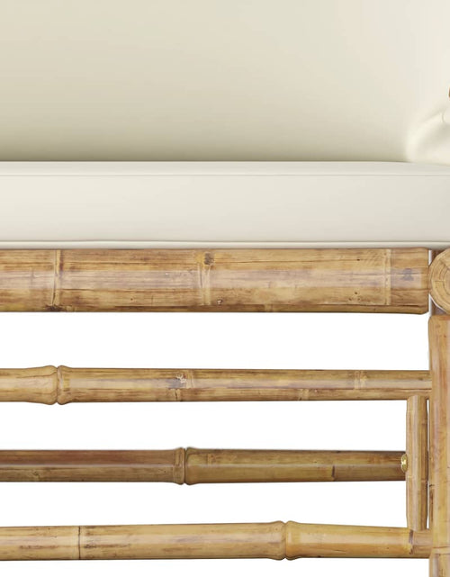 Загрузите изображение в средство просмотра галереи, Set mobilier de grădină cu perne alb crem, 6 piese, bambus
