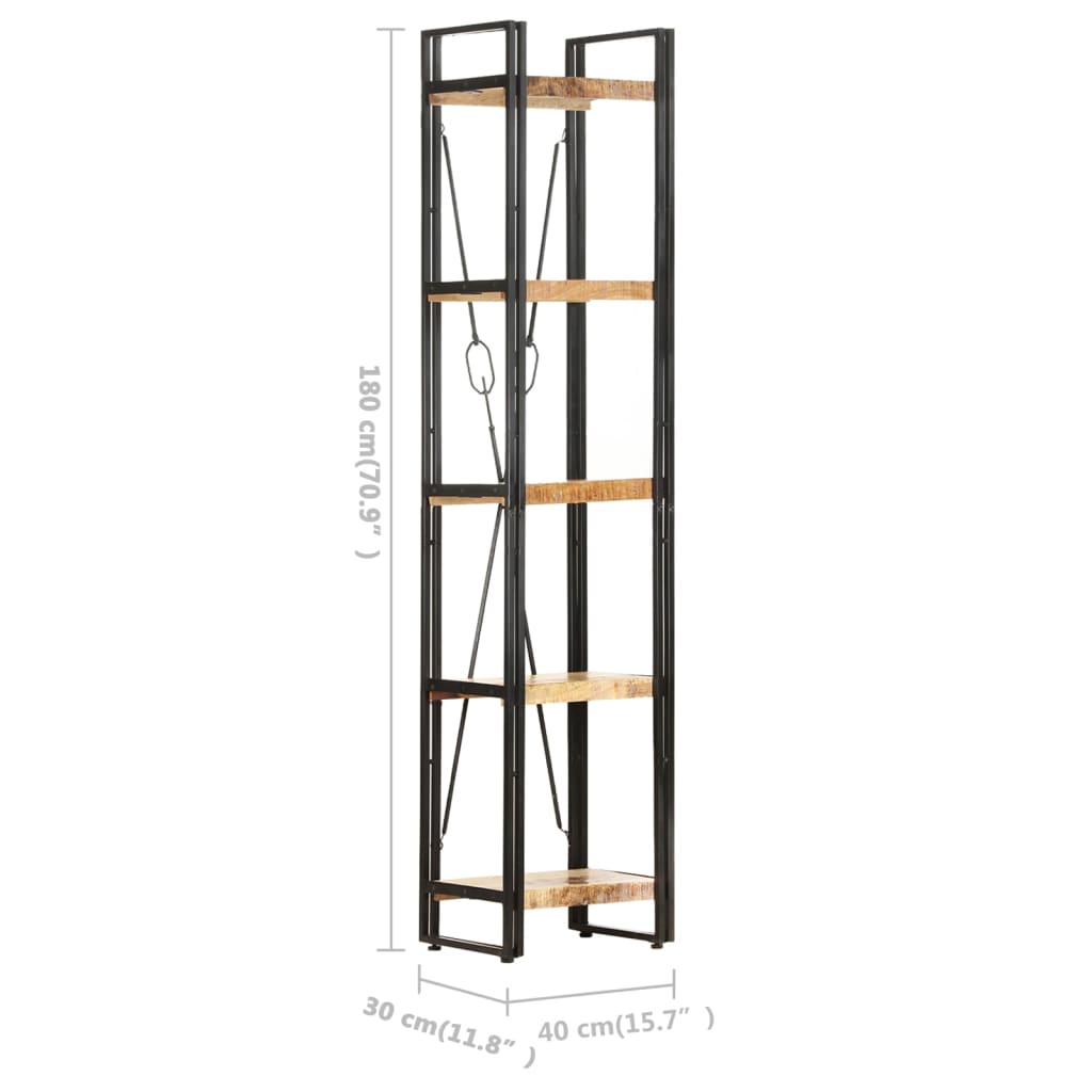 Bibliotecă cu 5 rafturi, 40x30x180 cm, lemn masiv mango