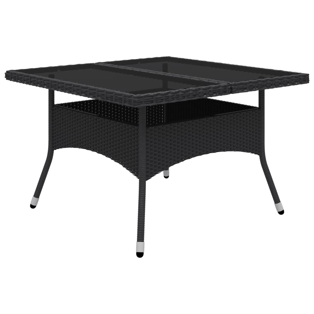 Set mobilier grădină, 9 piese, negru, poliratan, lemn acacia