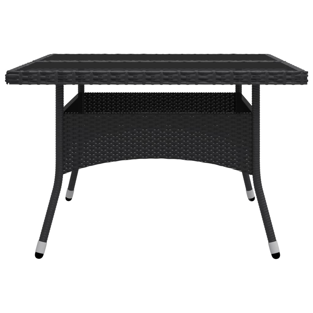 Set mobilier grădină, 9 piese, negru, poliratan, lemn acacia