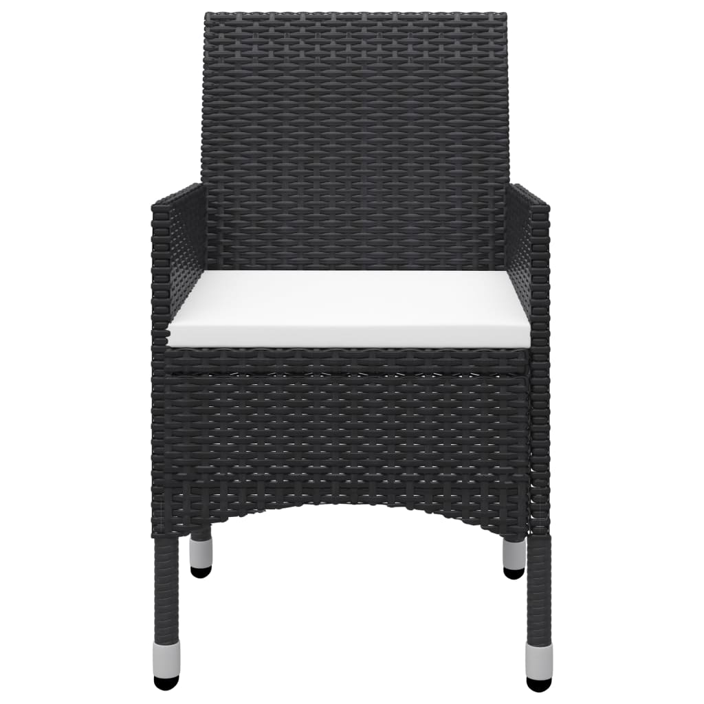 Set mobilier grădină, 9 piese, negru, poliratan, lemn acacia