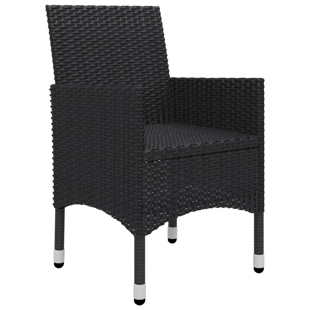 Set mobilier grădină, 9 piese, negru, poliratan, lemn acacia