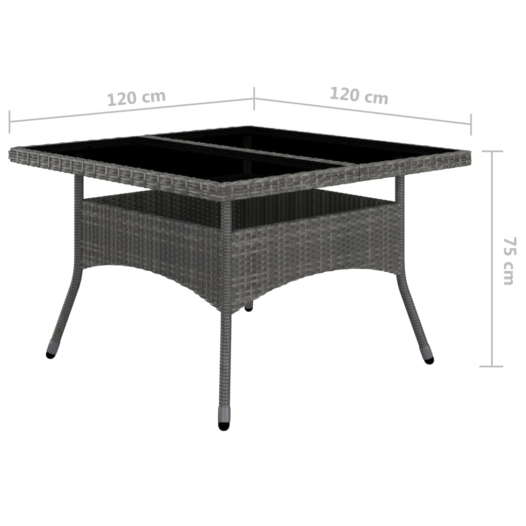 Set mobilier grădină, 9 piese, gri, poliratan, lemn acacia