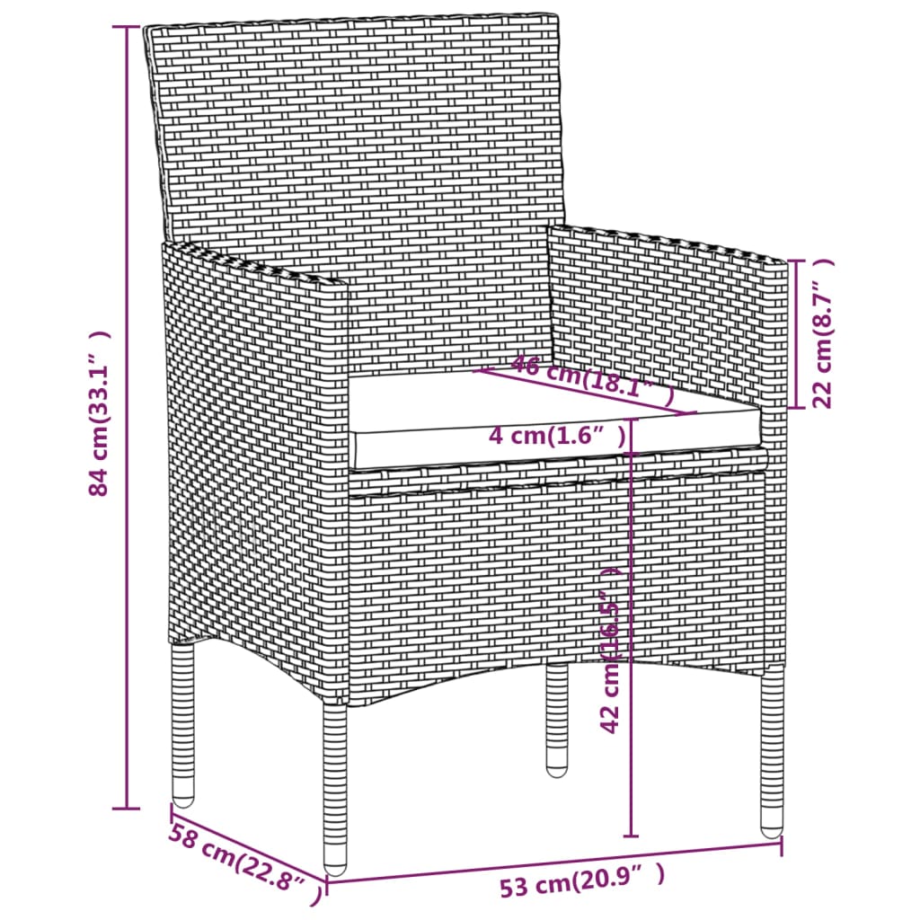 Set mobilier grădină, 5 piese, negru, poliratan/sticlă tratată