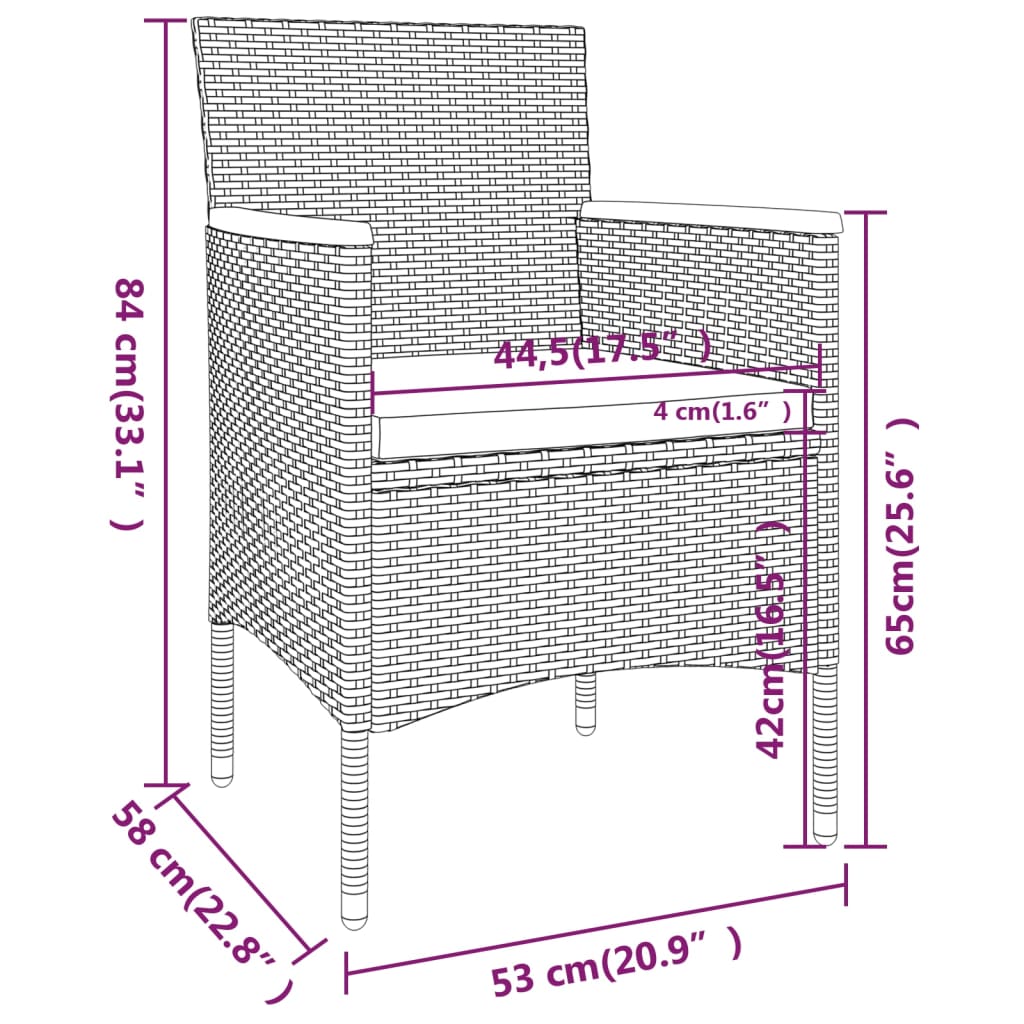 Set mobilier grădină, 5 piese, negru, poliratan/sticlă tratată