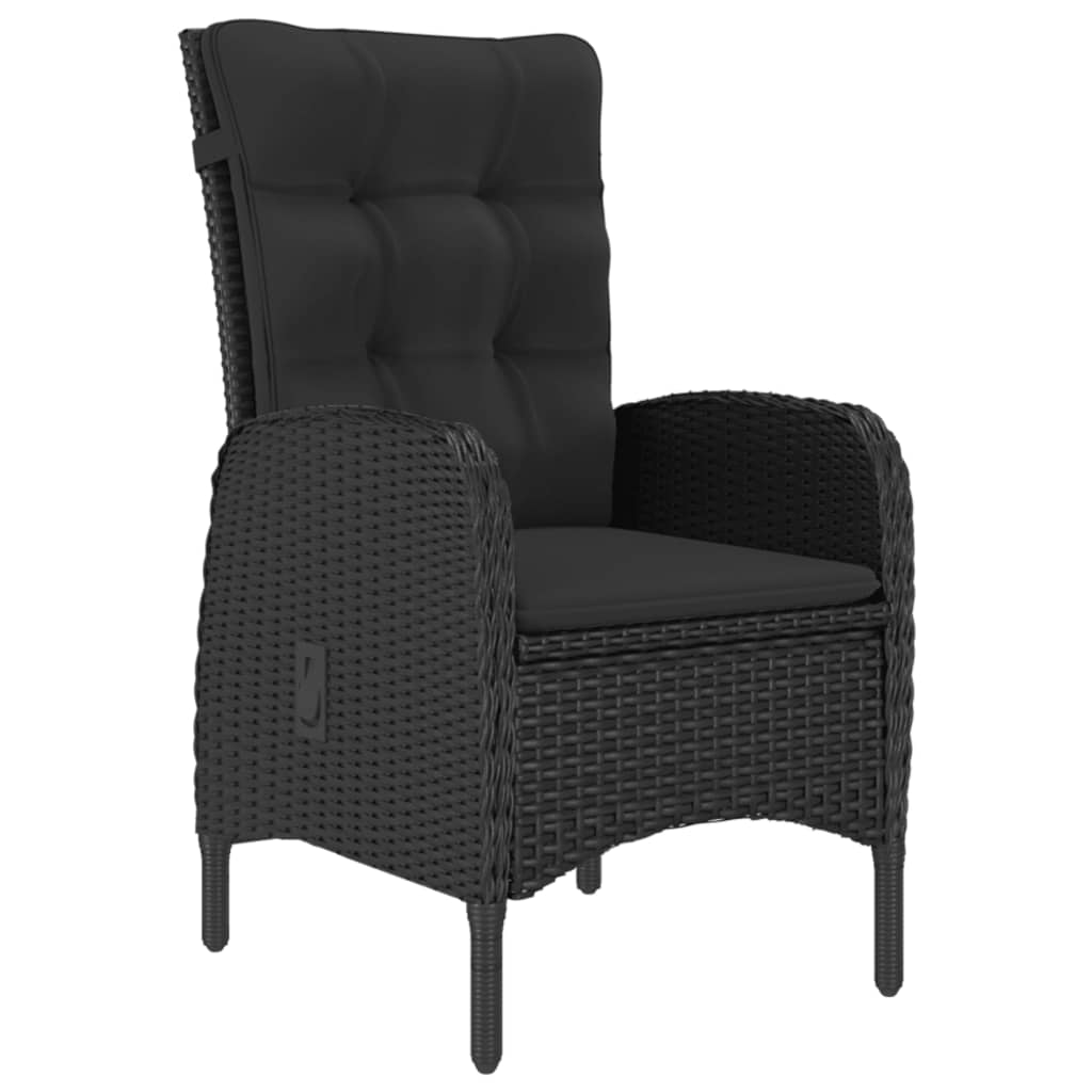 Set mobilier grădină, 9 piese, negru, poliratan, lemn acacia