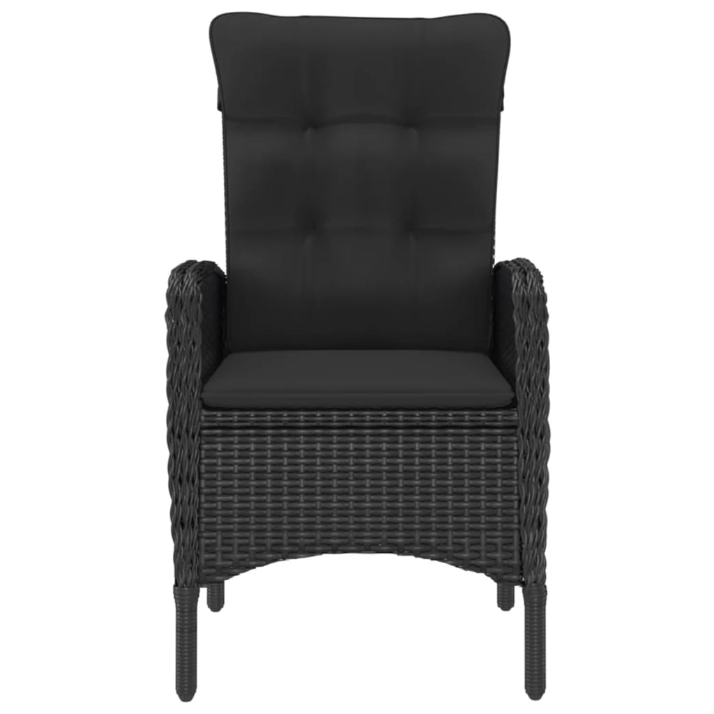 Set mobilier grădină, 9 piese, negru, poliratan, lemn acacia