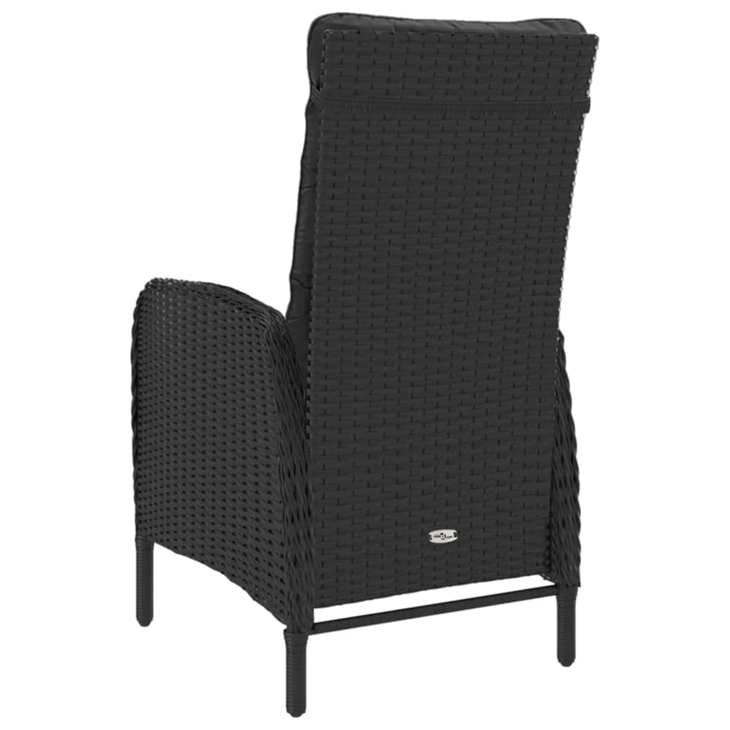 Set mobilier grădină, 9 piese, negru, poliratan, lemn acacia