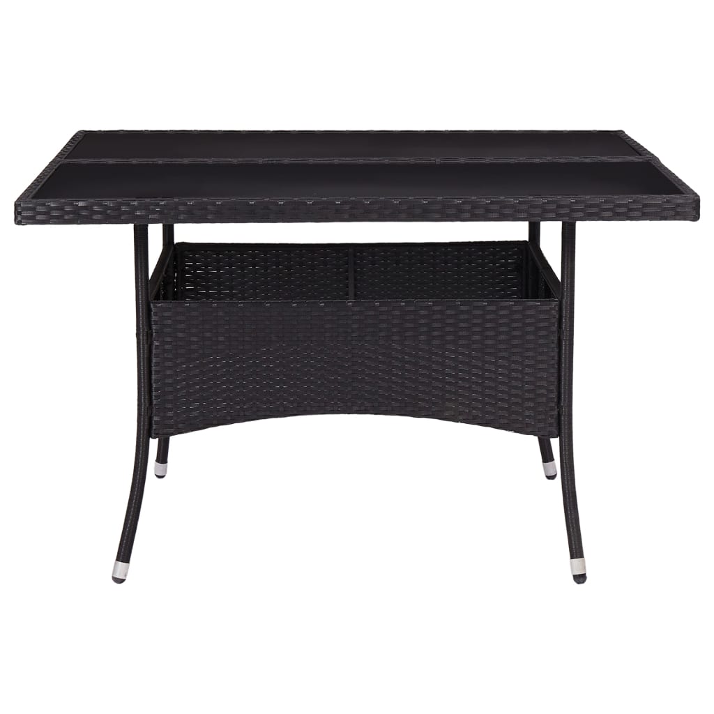 Set mobilier grădină, 9 piese, negru, poliratan, lemn acacia