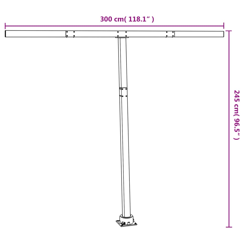 Set stâlp pentru copertină, antracit, 300x245 cm, fier