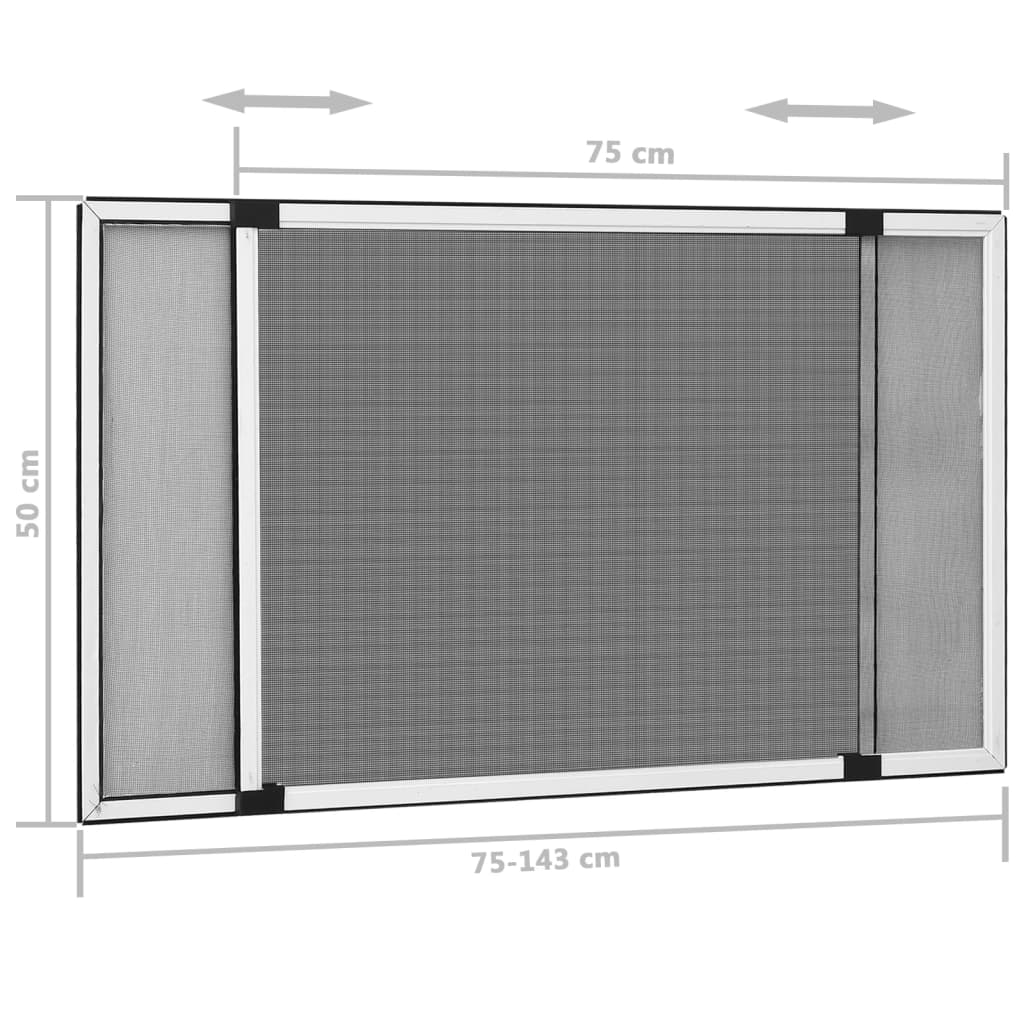 Plasă insecte extensibilă pentru ferestre, alb, (75-143)x50 cm