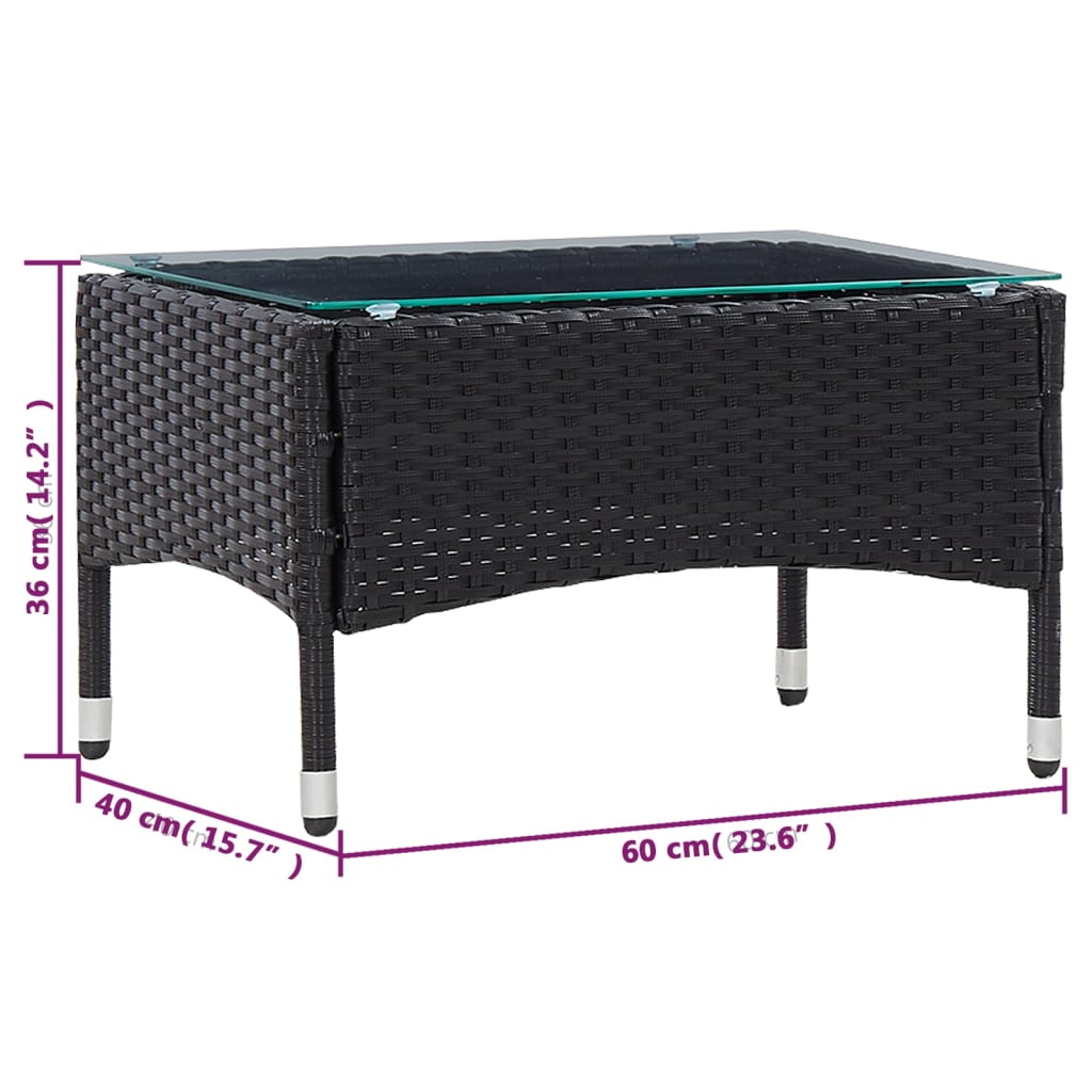 Set mobilier de grădină cu pernă, 2 piese, negru, poliratan