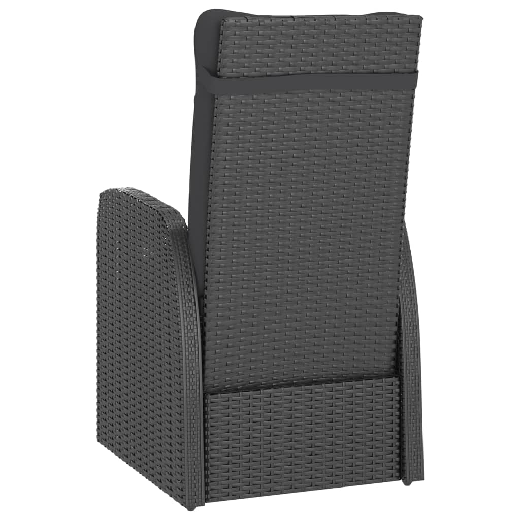 Set mobilier de grădină cu perne, 9 piese, negru, poliratan