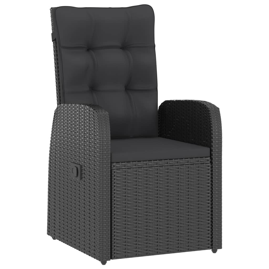 Set mobilier de grădină cu perne, 9 piese, negru, poliratan