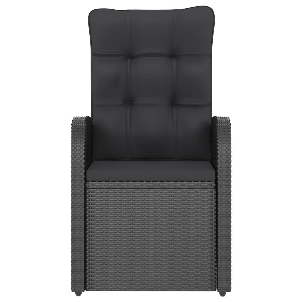 Set mobilier de grădină cu perne, 9 piese, negru, poliratan