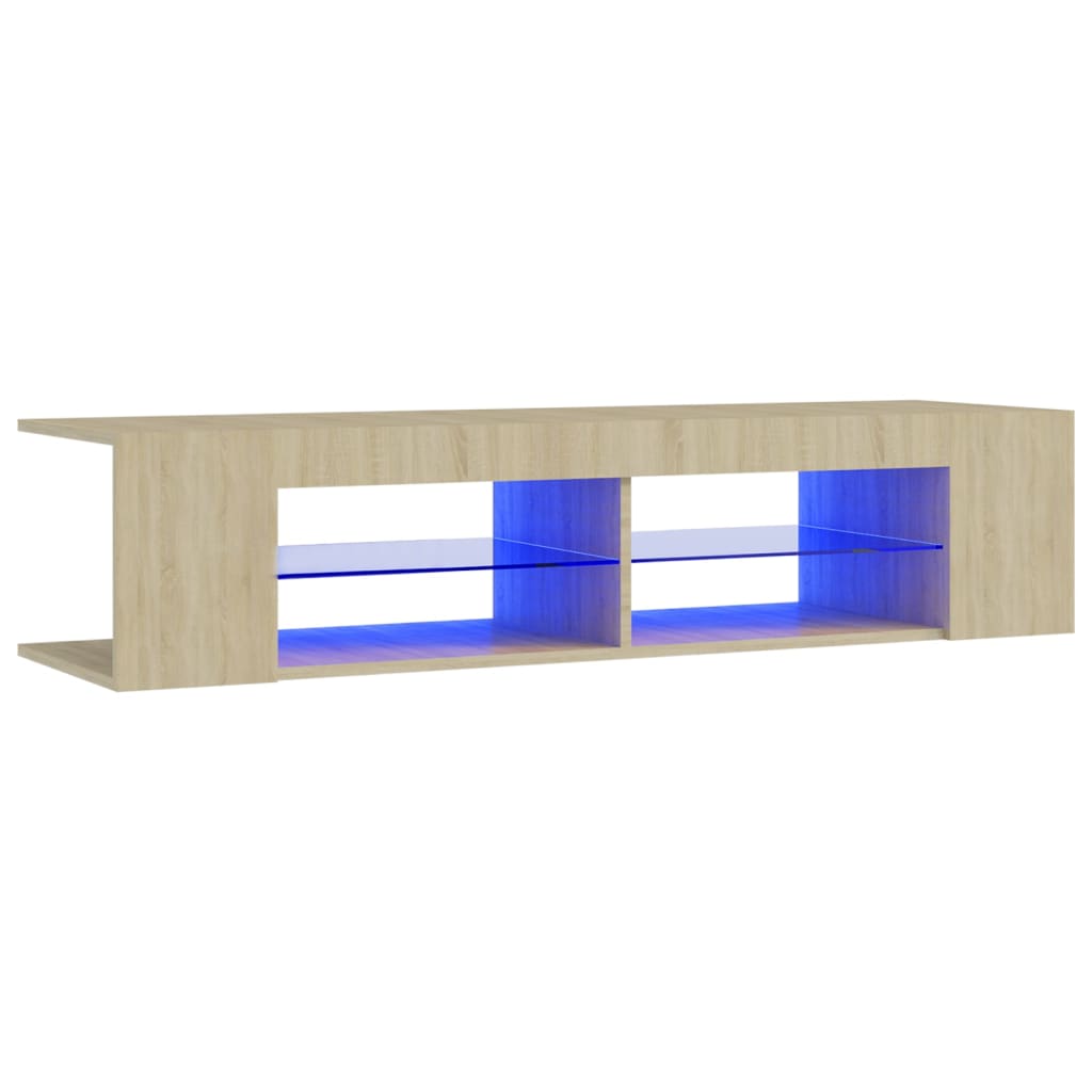 Comodă TV cu lumini LED, stejar Sonoma, 135x39x30 cm