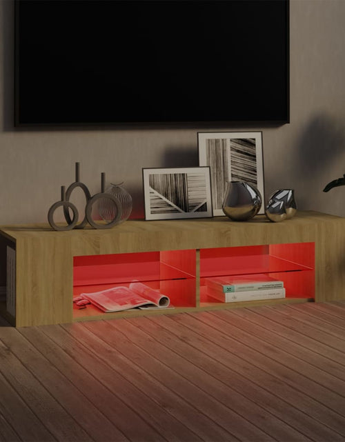 Загрузите изображение в средство просмотра галереи, Comodă TV cu lumini LED, stejar Sonoma, 135x39x30 cm
