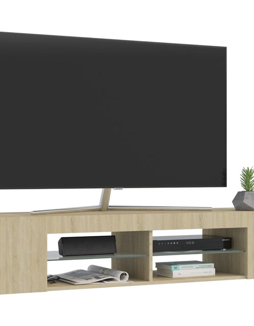 Загрузите изображение в средство просмотра галереи, Comodă TV cu lumini LED, stejar Sonoma, 135x39x30 cm
