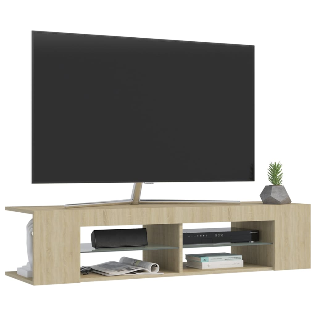 Comodă TV cu lumini LED, stejar Sonoma, 135x39x30 cm