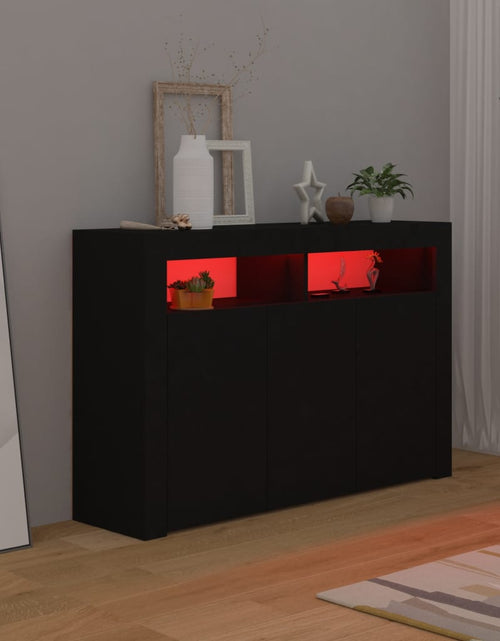 Загрузите изображение в средство просмотра галереи, Servantă cu lumini LED,negru , 115,5x30x75 cm
