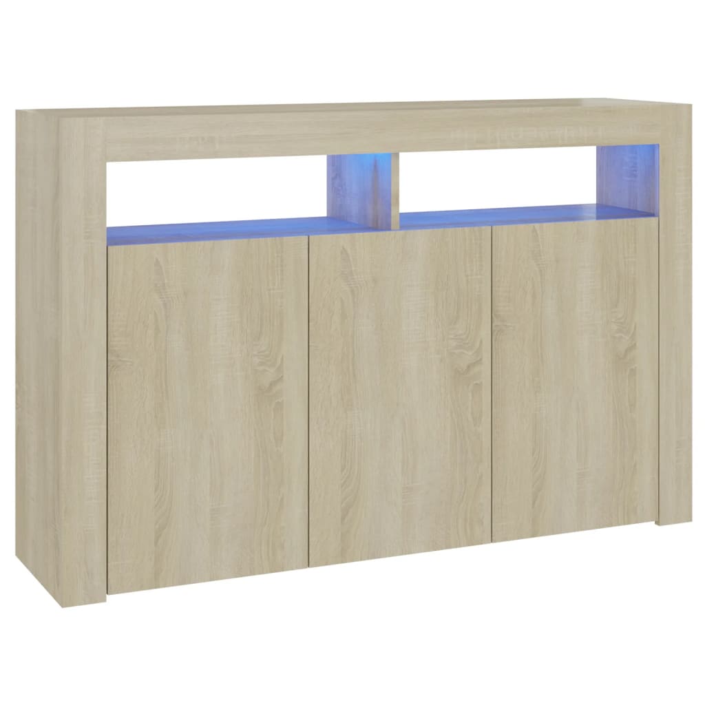 Servantă cu lumini LED, stejar Sonoma, 115,5x30x75 cm