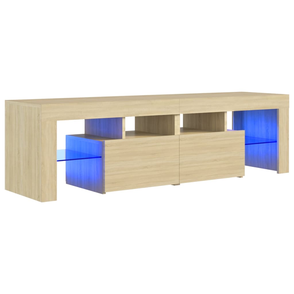 Comodă TV cu lumini LED, stejar sonoma, 140x36,5x40 cm