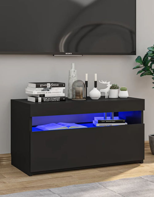 Încărcați imaginea în vizualizatorul Galerie, Comodă TV cu lumini LED, negru, 75x35x40 cm
