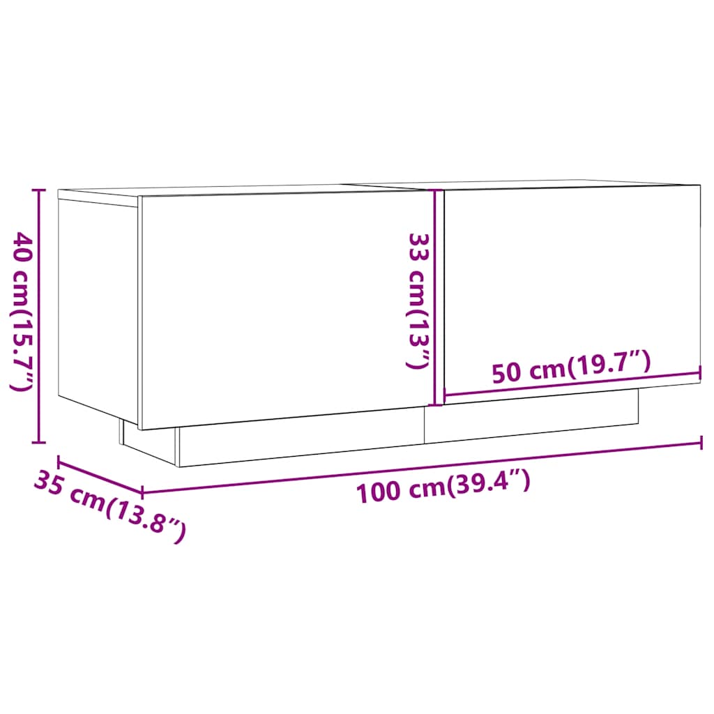 Comodă TV, gri, 100x35x40 cm, PAL